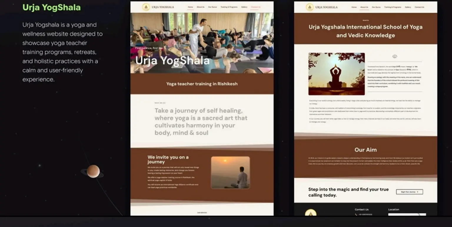 Urja Yogshala website design